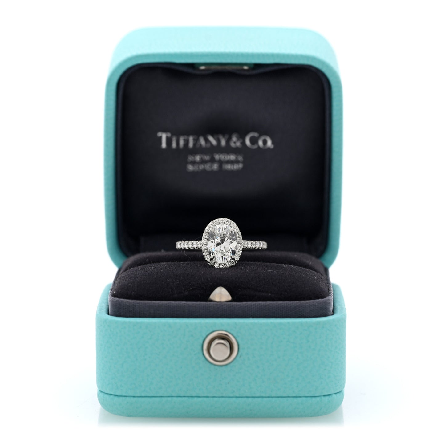 Platinum Diamond 1.06ct Soleste Oval Cut Halo Engagement Ring 46 3.75
