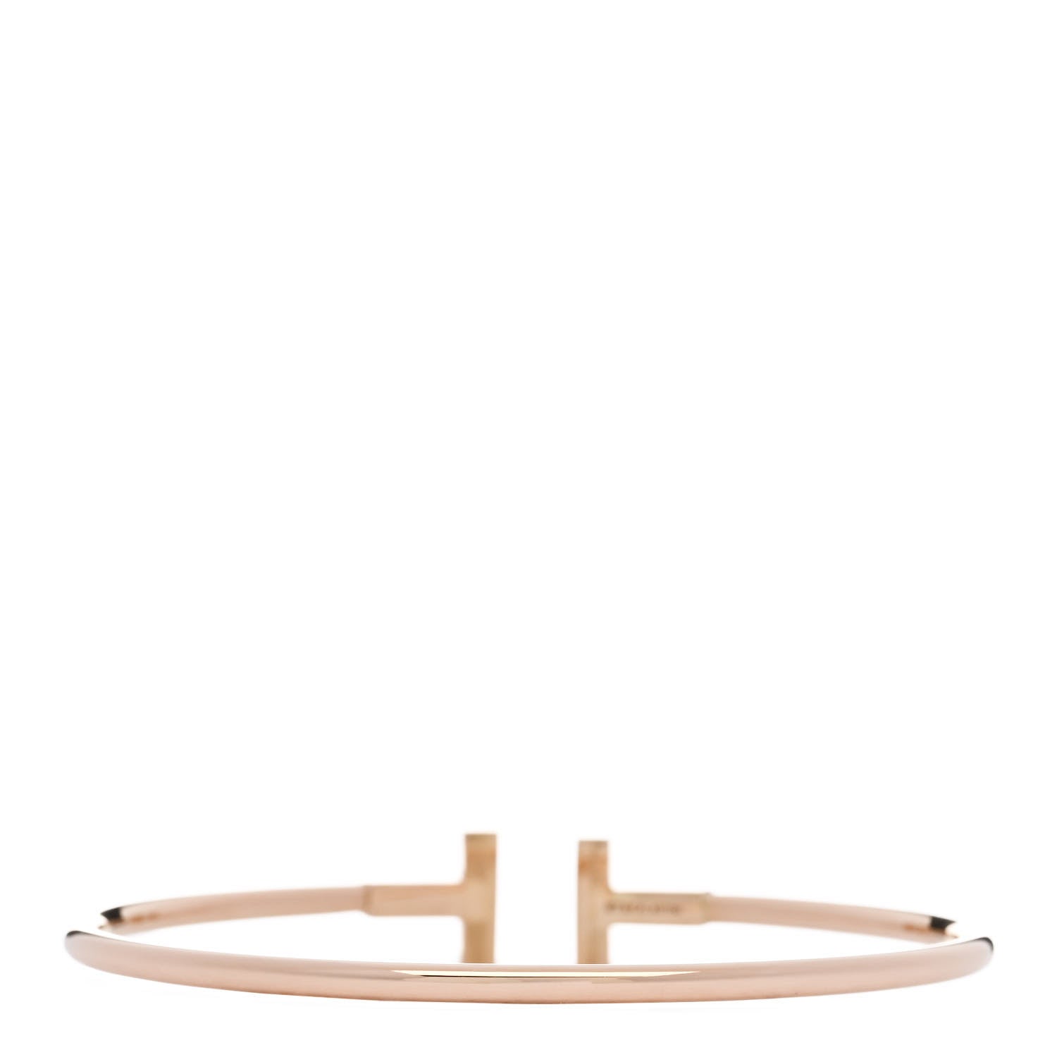 Tiffany 18K Rose Gold Diamond T Wire Bracelet 2 of 3