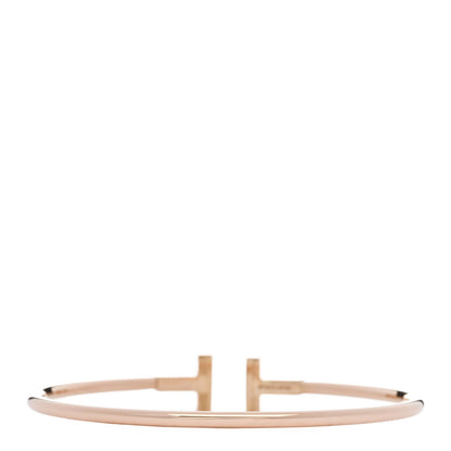 Tiffany 18K Rose Gold Diamond T Wire Bracelet 2 of 3