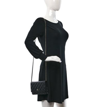 Chanel Lambskin Quilted Wallet On Chain WOC Black 2 of 9