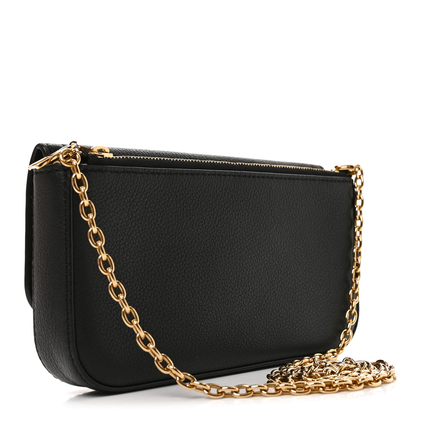 Calfskin Lockme Phone Chain Pouch Vanille Black