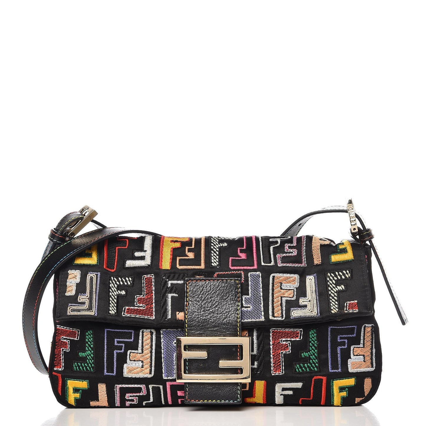 Nylon FF Multicolor Embroidered Baguette Multicolor