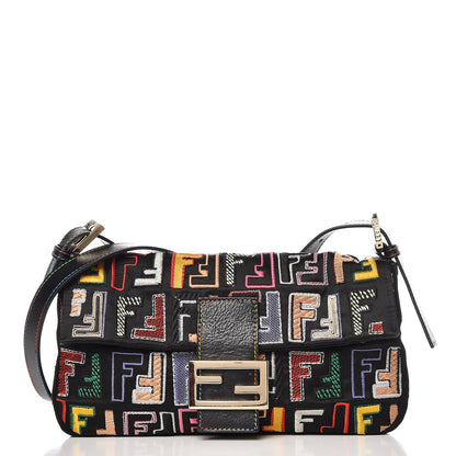 Fendi Nylon FF Multicolor Embroidered Baguette Multicolor 3 of 9