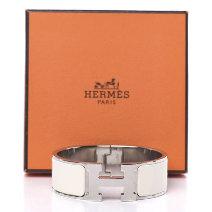 Hermes Enamel Wide Clic Clac H Bracelet PM White 6 of 6