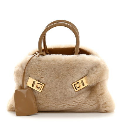 Salvatore Ferragamo Merino Smooth Calfskin Mini Hug Bag Natural Nude 1 of 11
