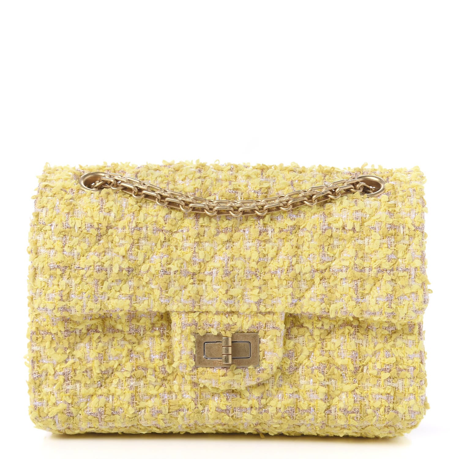 Chanel Tweed Quilted 2.55 Reissue Mini Flap Yellow 1 of 12