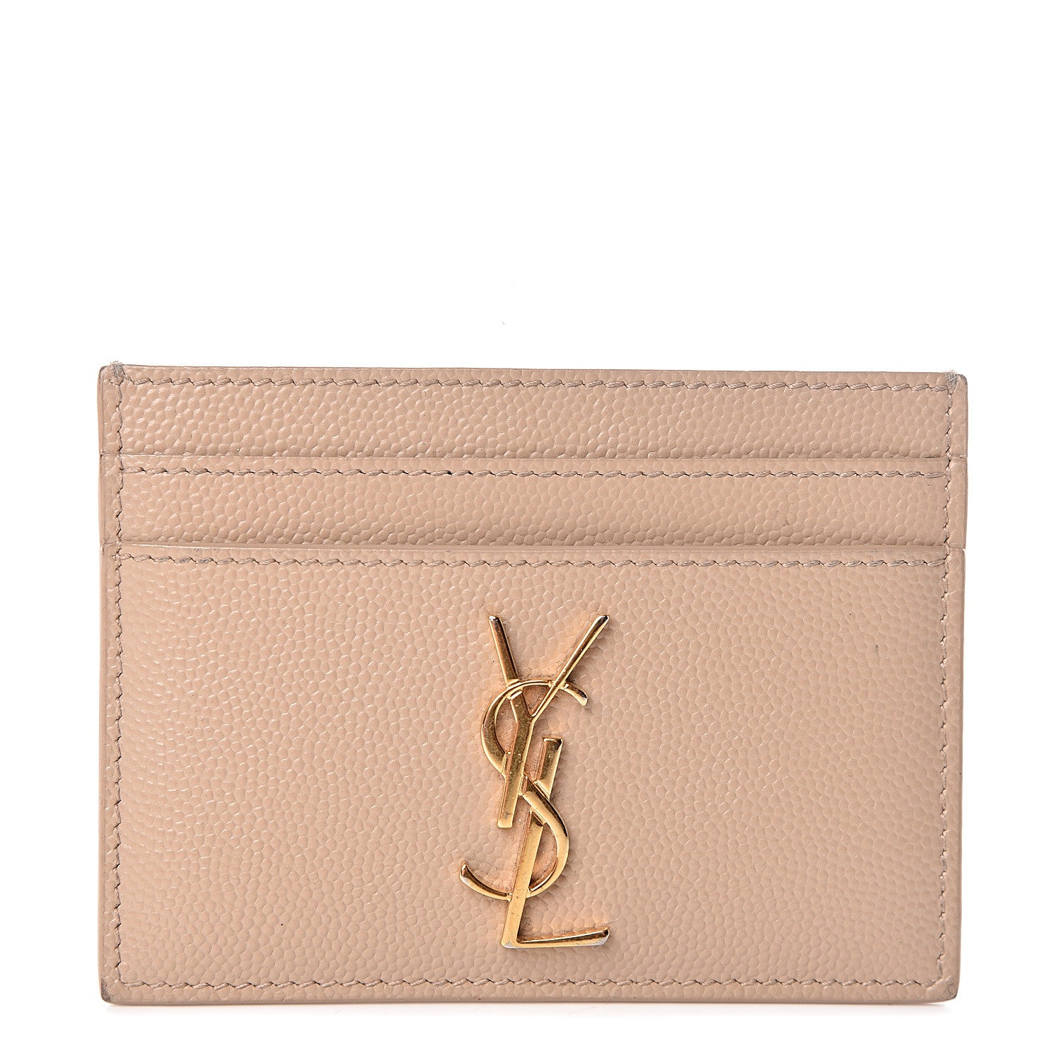 Saint Laurent Grain De Poudre Monogram Credit Card Case Nude Powder 1 of 8