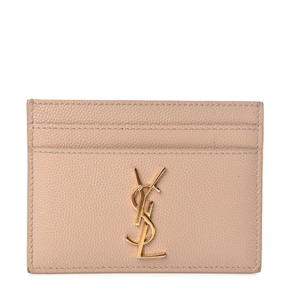 Saint Laurent Grain De Poudre Monogram Credit Card Case Nude Powder 1 of 8
