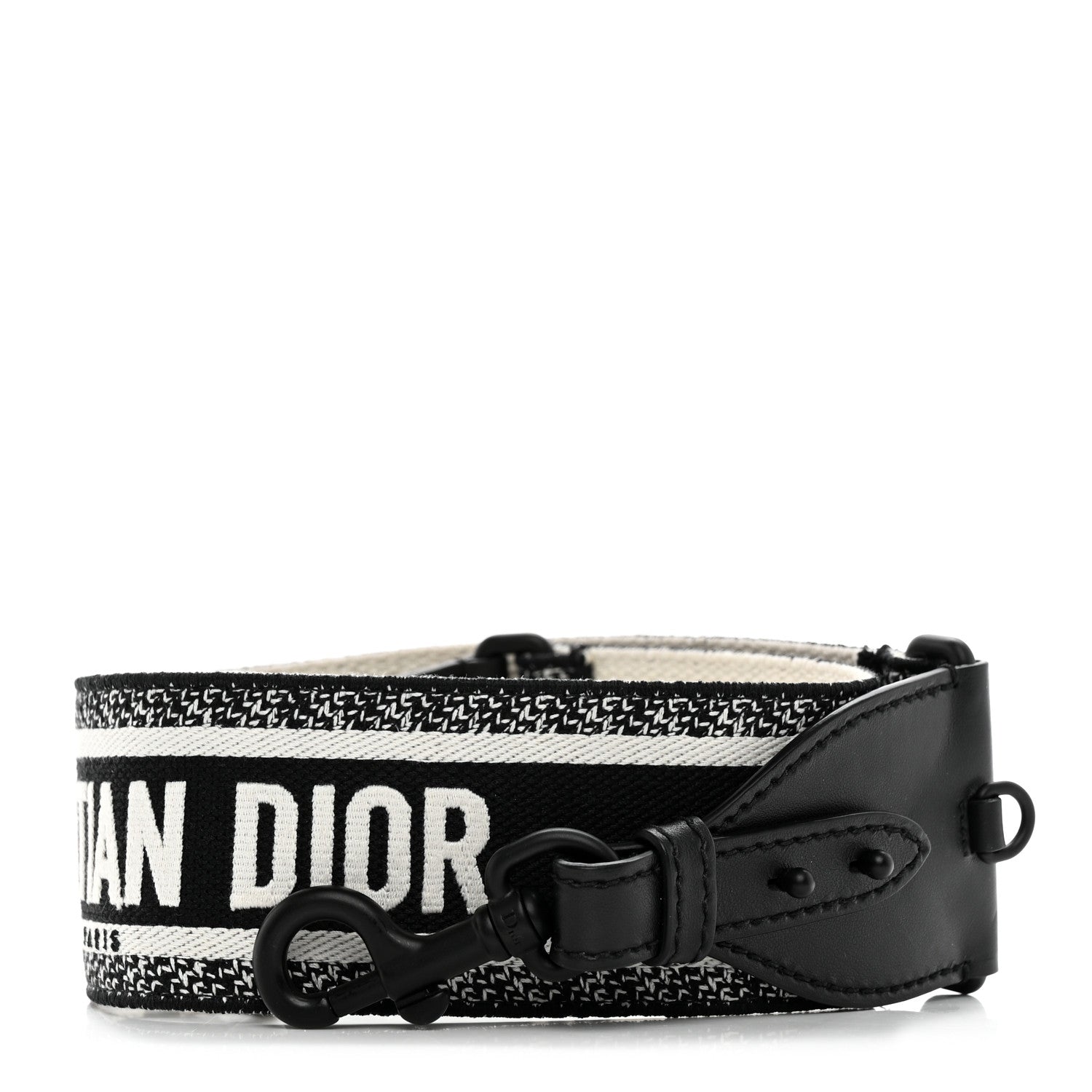 Christian Dior Canvas Embroidered Shoulder Strap Black Ultramatte 1 of 4