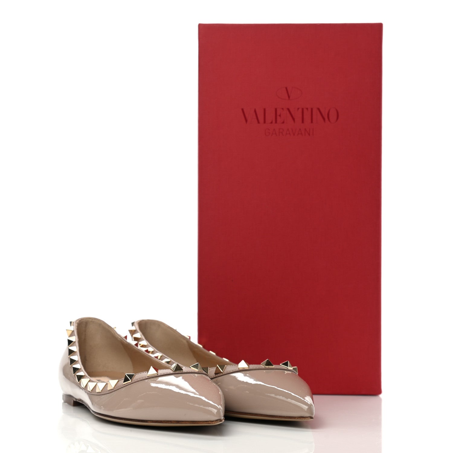 Valentino Garavani Patent Rockstud Ballerina Flats 38 Poudre 11 of 11
