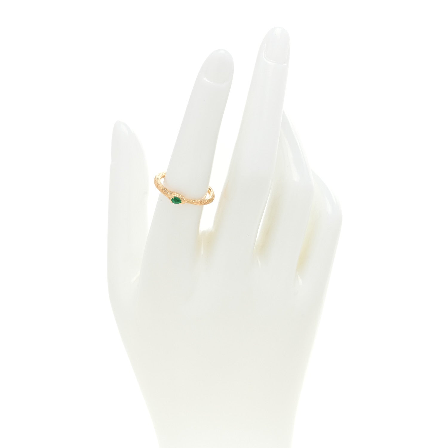 Gucci 18K Yellow Gold Emerald Ouroboros Snake Ring 53 6.5 2 of 4