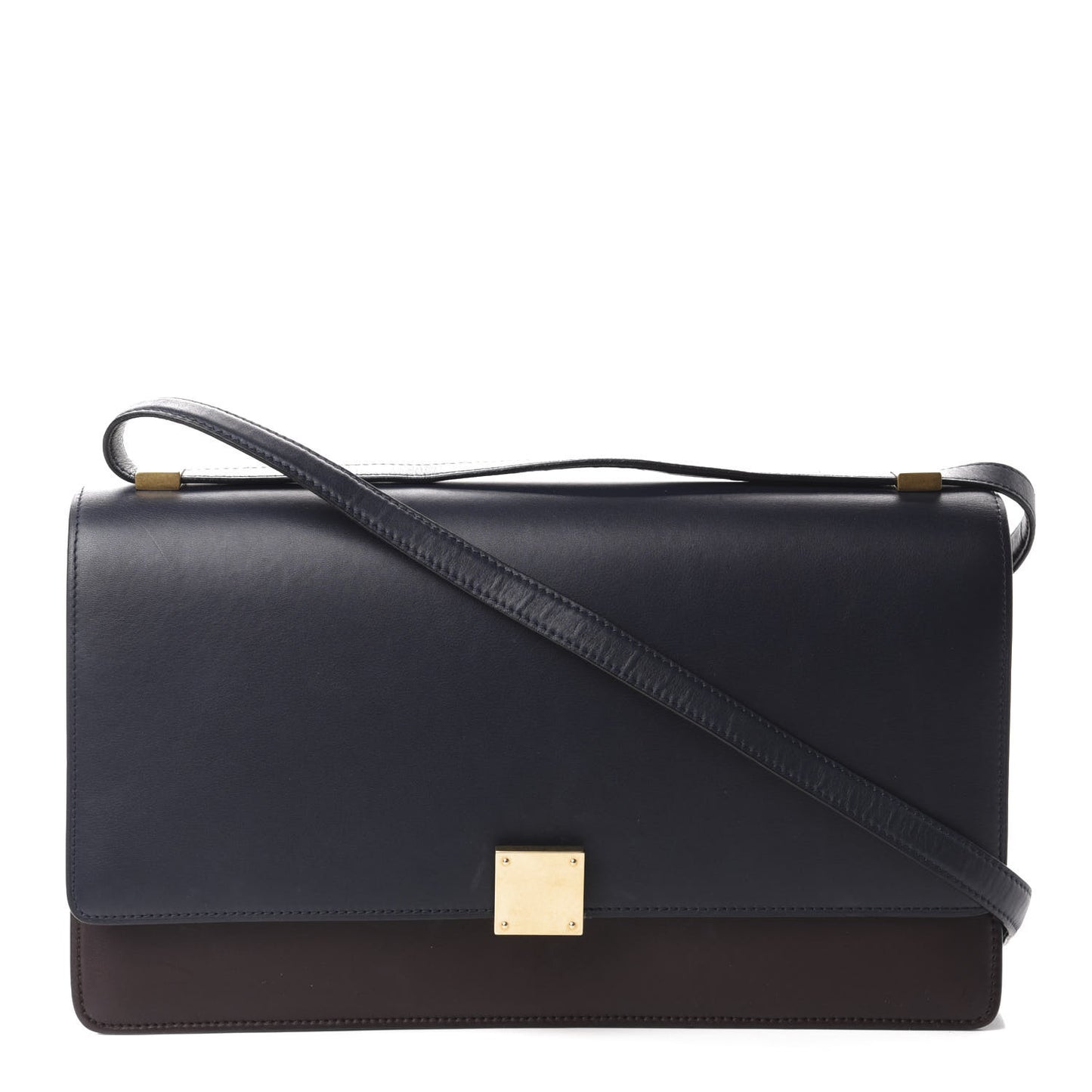 Calfskin Bicolor Medium Case Flap Navy Burgundy