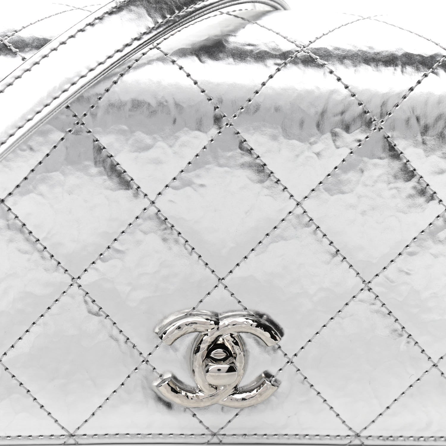 Chanel Hammered Metallic Calfskin Quilted Flap Silver 8 of 11