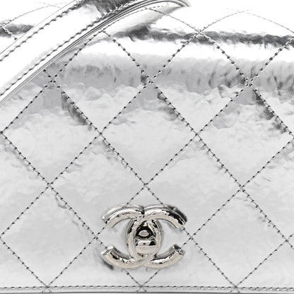 Chanel Hammered Metallic Calfskin Quilted Flap Silver 8 of 11