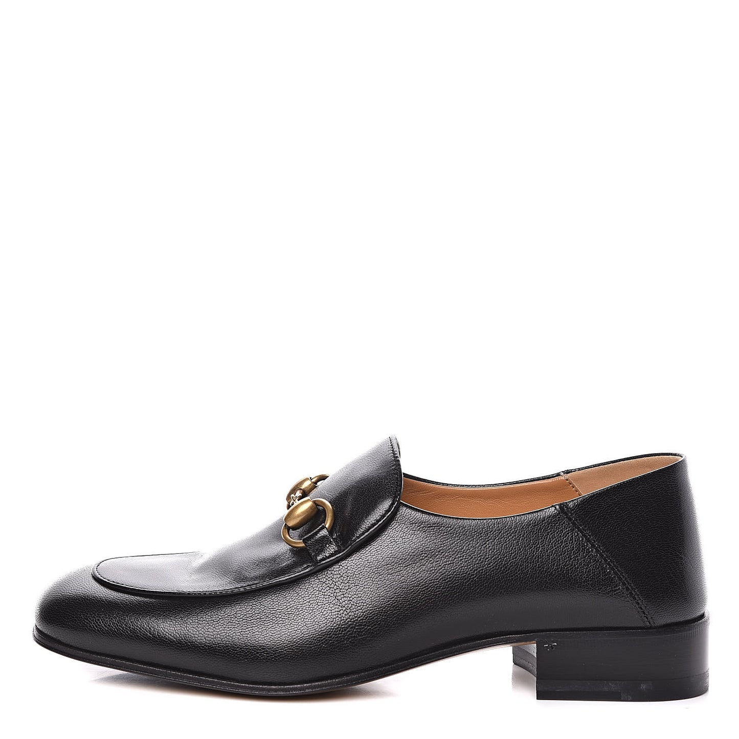 Goatskin Womens Horsebit Mid-Heel Loafers 37.5 Black