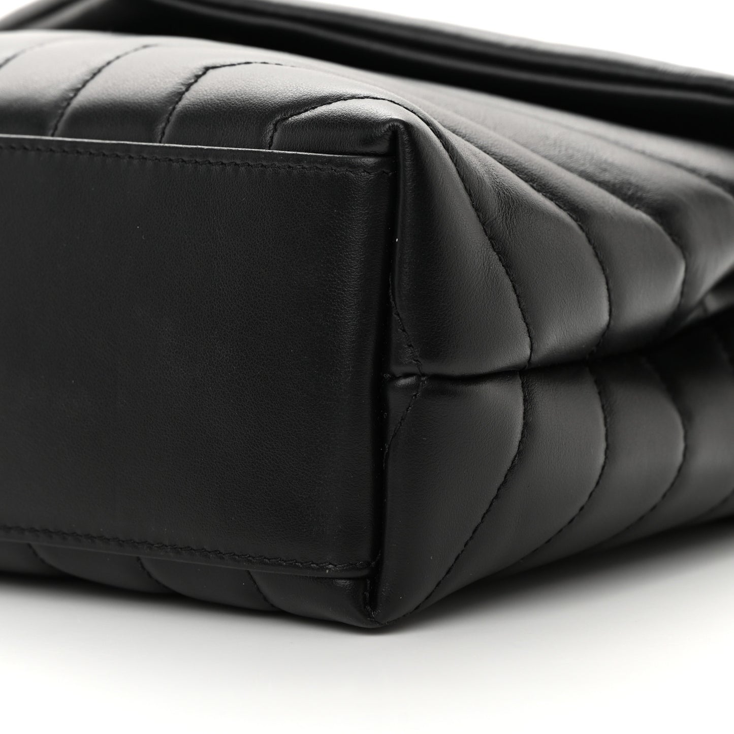 Calfskin Y Quilted Monogram Small Loulou Chain Satchel Black