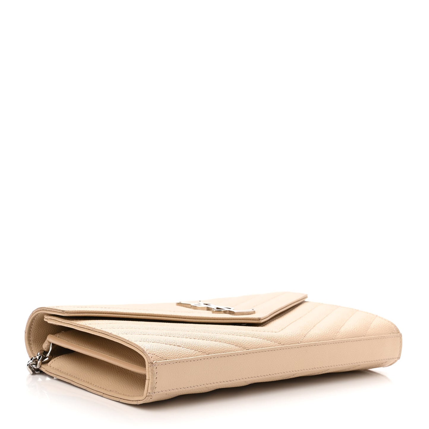Grain De Poudre Matelasse Chevron Monogram Chain Wallet Nude Powder