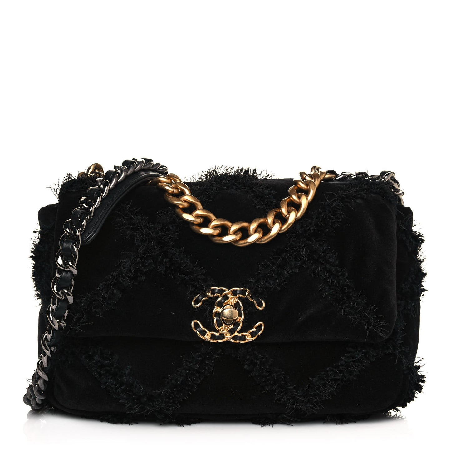 Cotton Canvas Quilted Medium Chanel 19 Flap Black