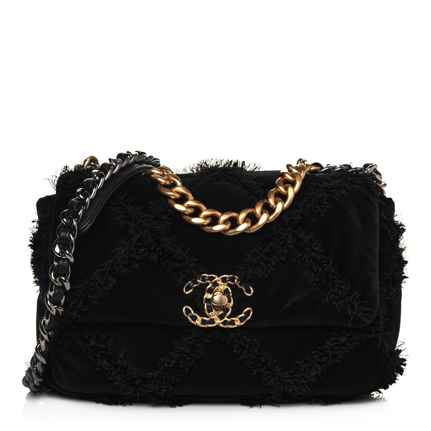 Chanel Cotton Canvas Quilted Medium Chanel 19 Flap Black 1 of 11