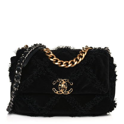 Chanel Cotton Canvas Quilted Medium Chanel 19 Flap Black 1 of 11