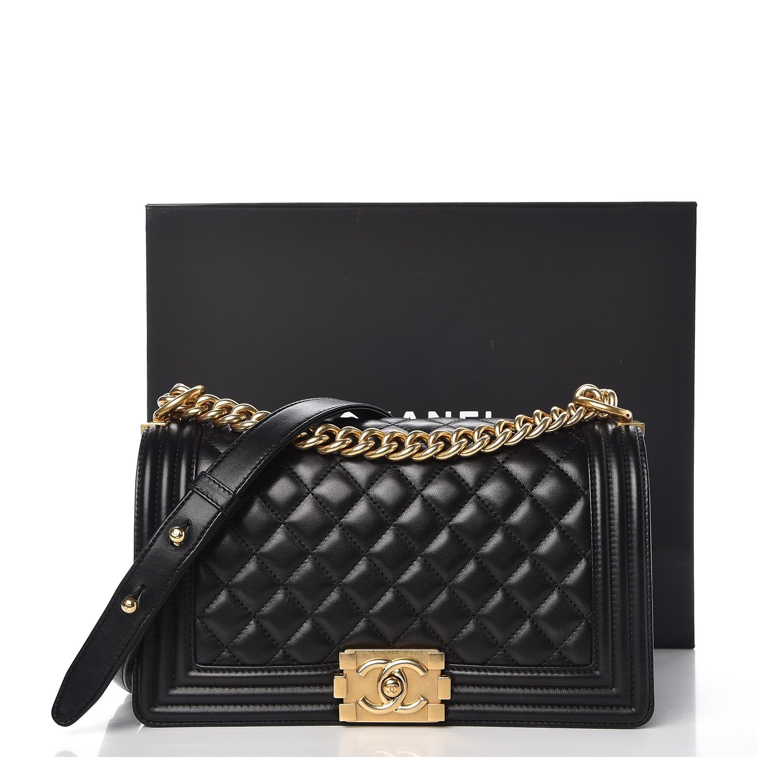 Chanel Lambskin Quilted Medium Boy Flap Black 9 of 9