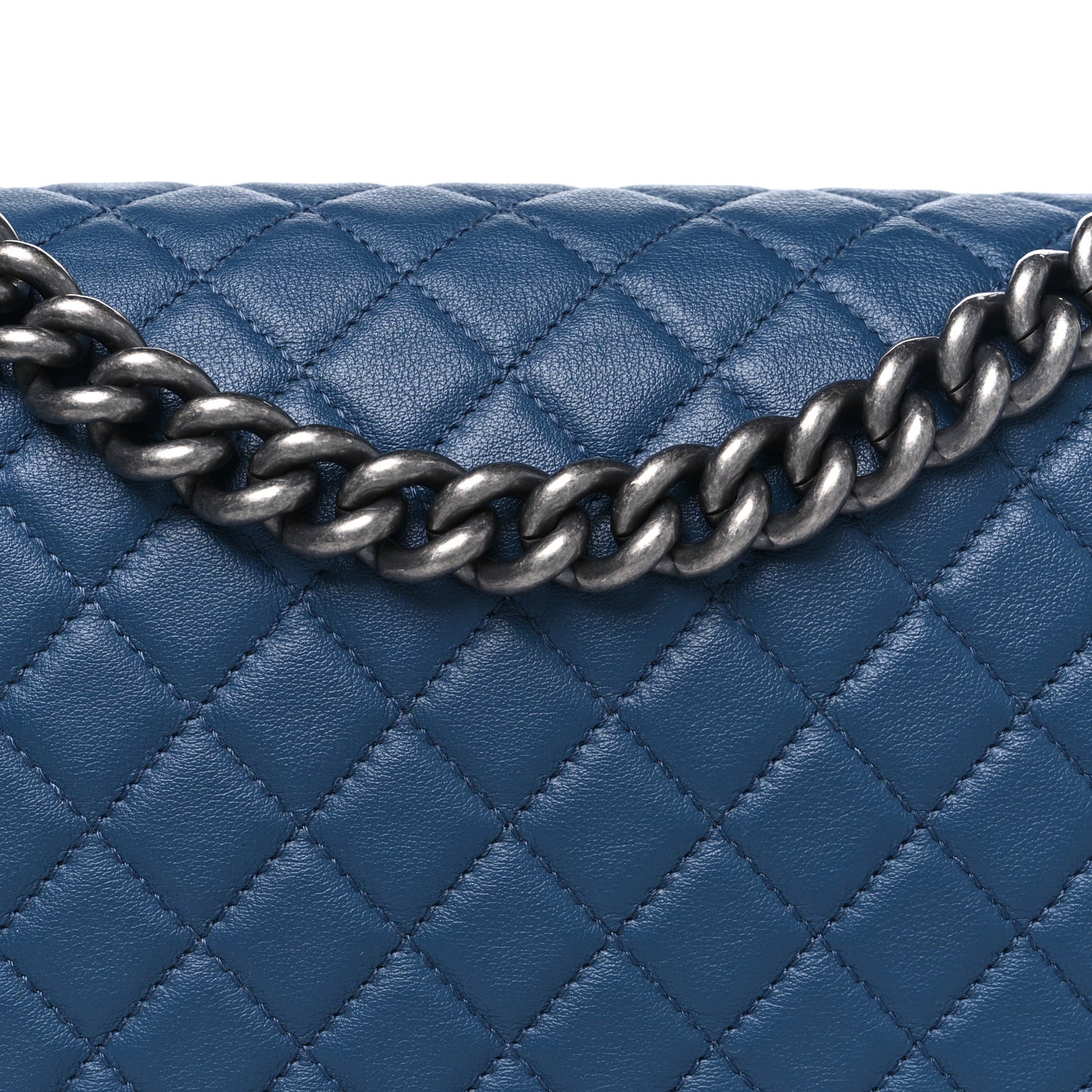 Calfskin Quilted New Medium Boy Flap Dark Blue