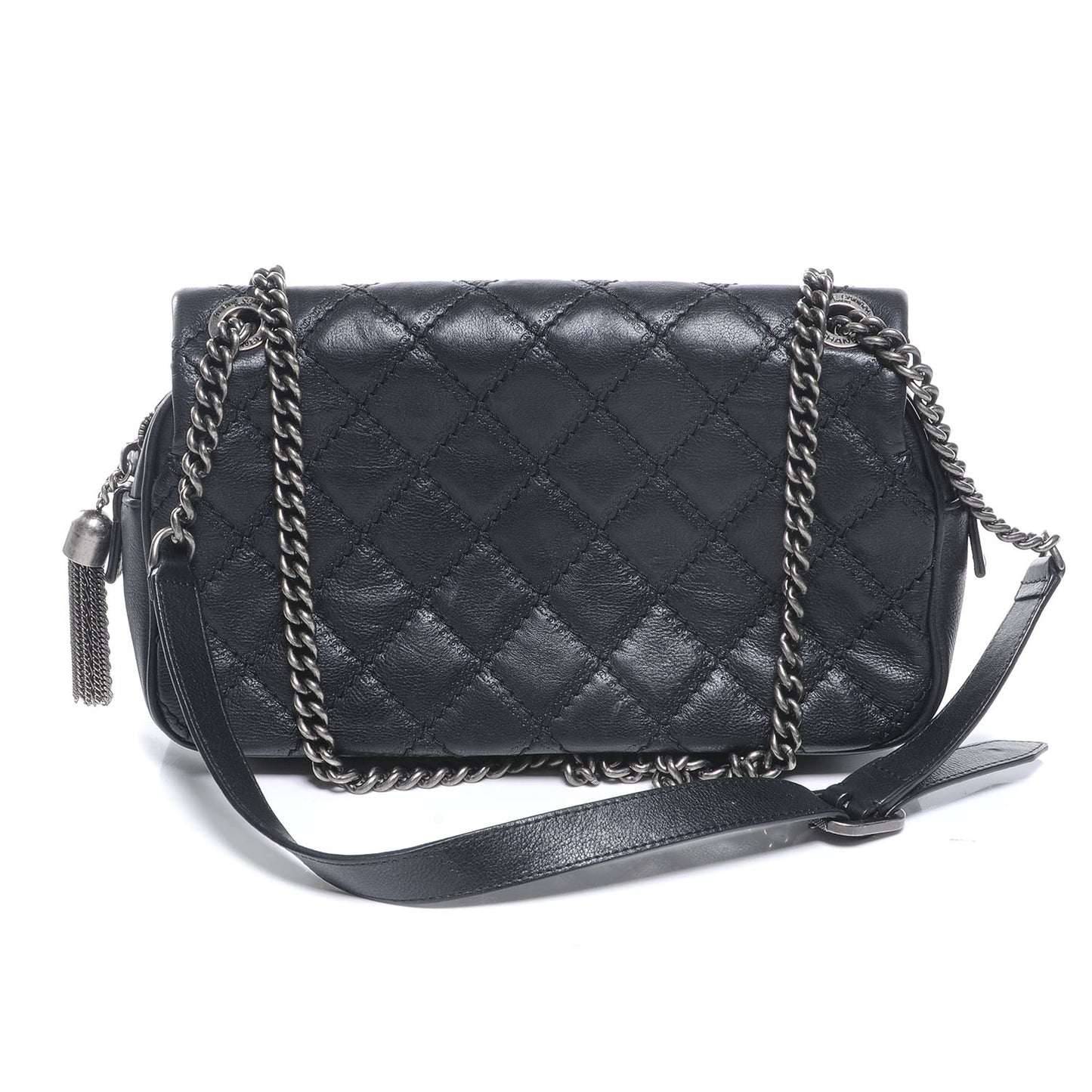 Calfskin Coco Sporran Medium Flap Black