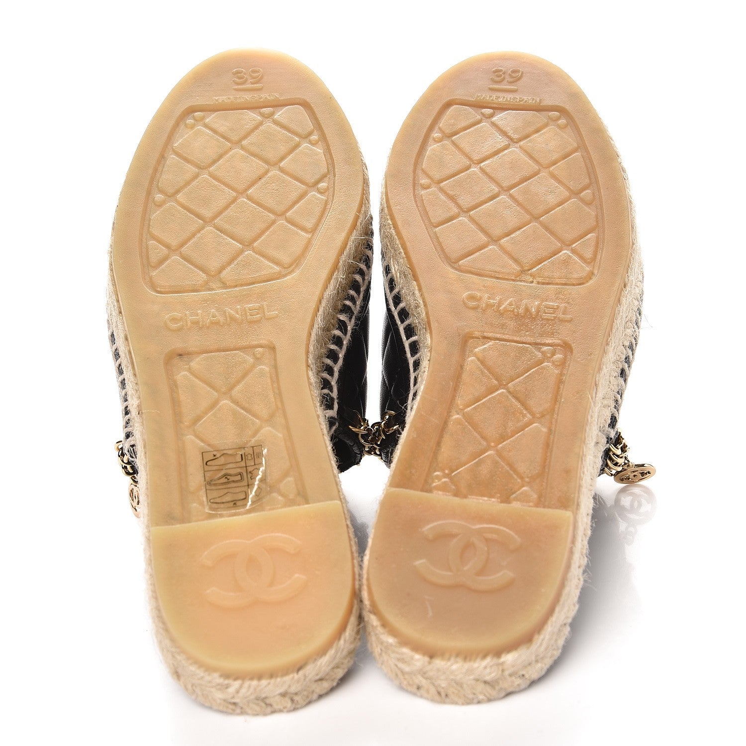 Chanel Lambskin Grosgrain Quilted CC Chain Espadrille Mules 39 Black 5 of 10