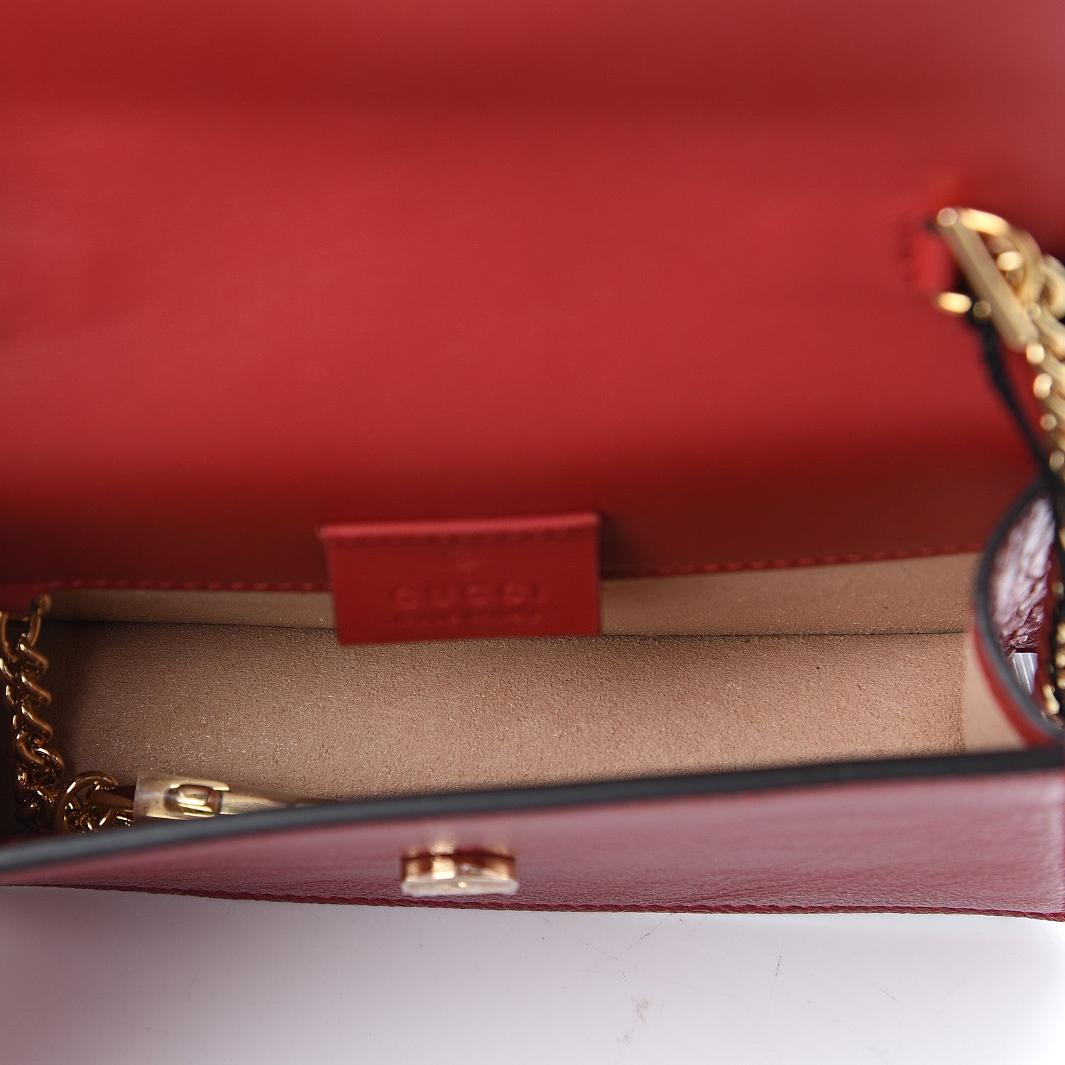Gucci Patent Embroidered Super Mini Sylvie Chain Shoulder Bag Red 4 of 7