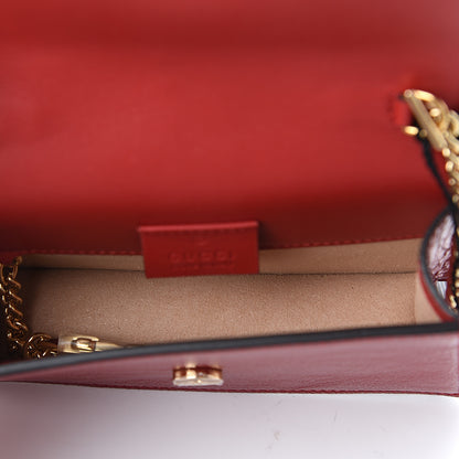 Gucci Patent Embroidered Super Mini Sylvie Chain Shoulder Bag Red 4 of 7