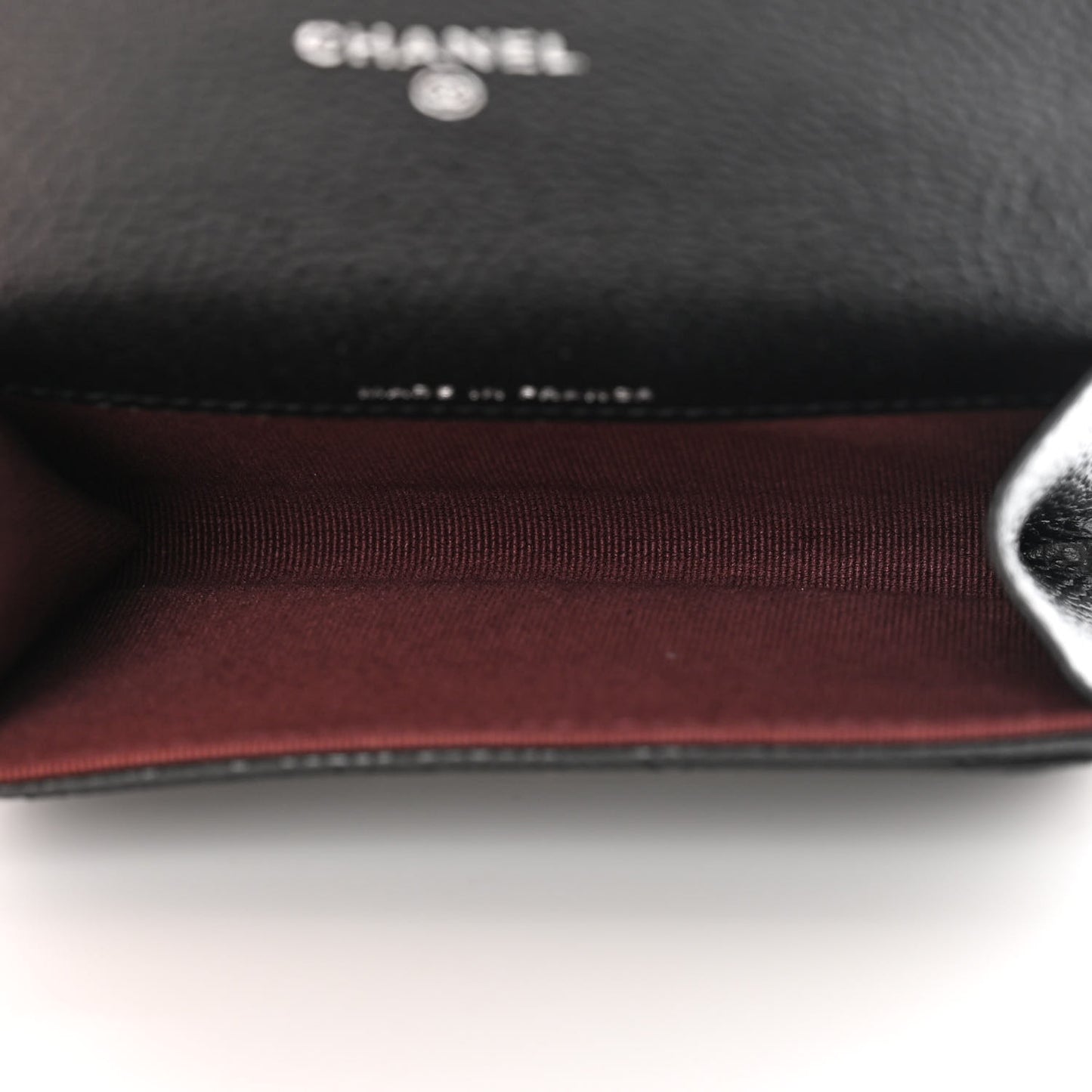 Caviar Quilted Flap Card Holder Wallet Black
