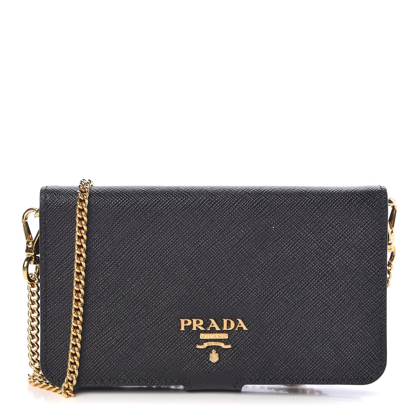 Saffiano Metal iPhone 7 Case Crossbody Wallet Black