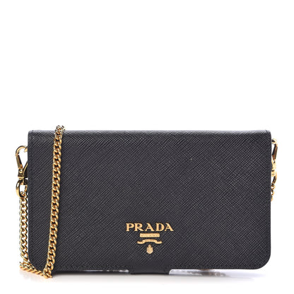 Prada Saffiano Metal iPhone 7 Case Crossbody Wallet Black 1 of 8