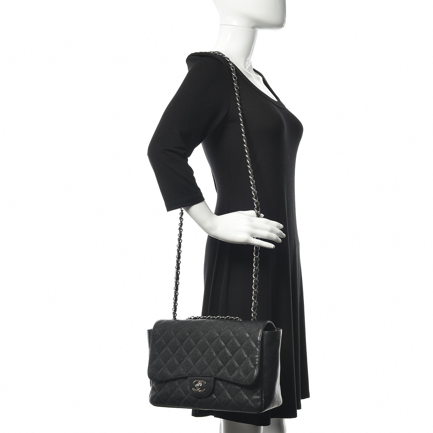 Chanel Caviar Quilted Jumbo Single Flap Black 2 of 20