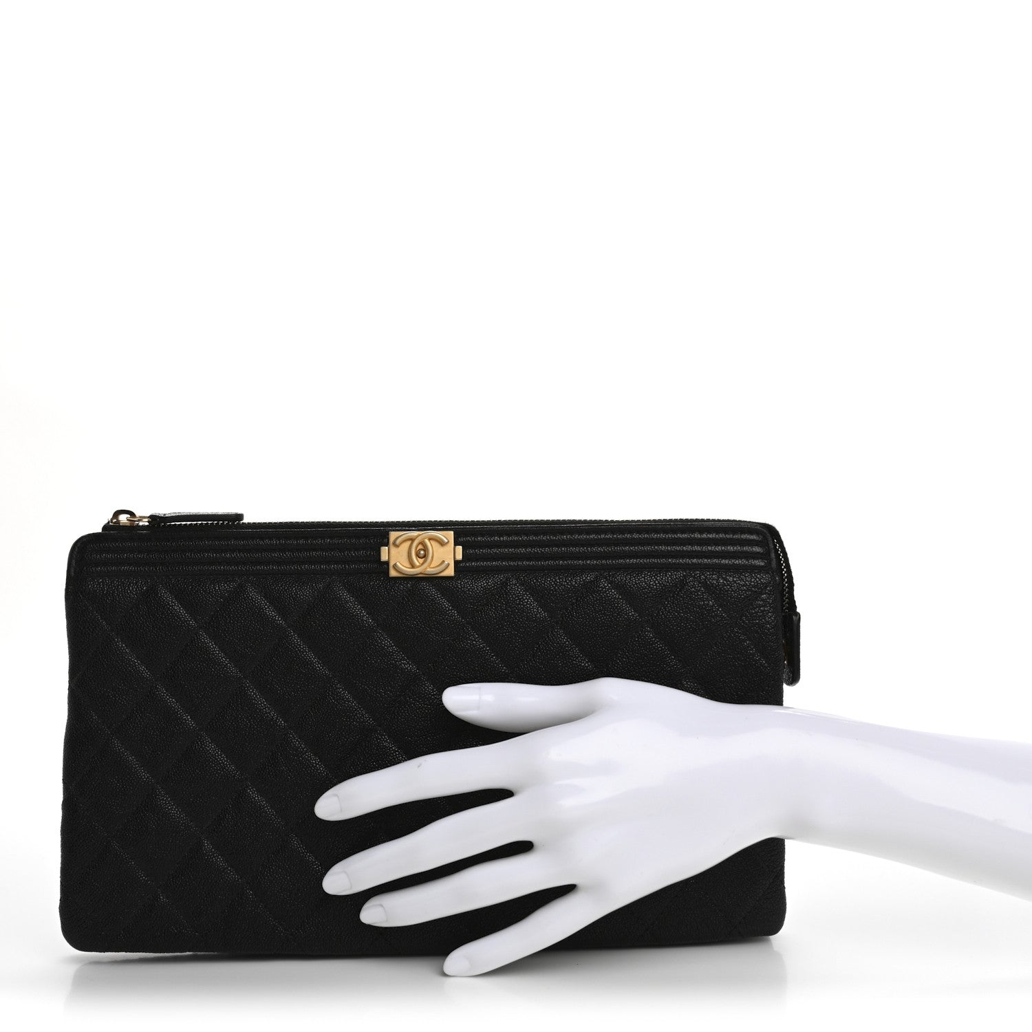 Chanel Caviar Quilted Small Zipped Boy Pouch Black 2 of 10
