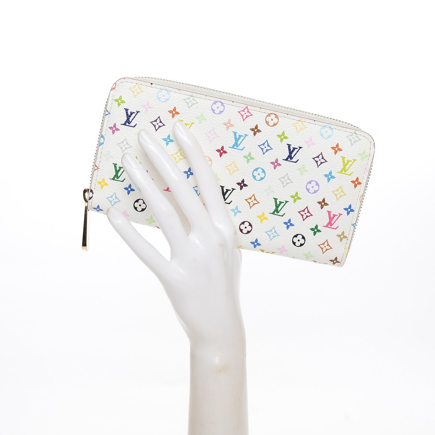Monogram Multicolor Zippy Wallet White