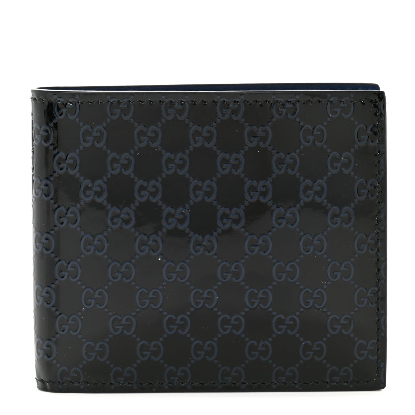 Patent Microguccissima Bi-Fold Wallet Blue
