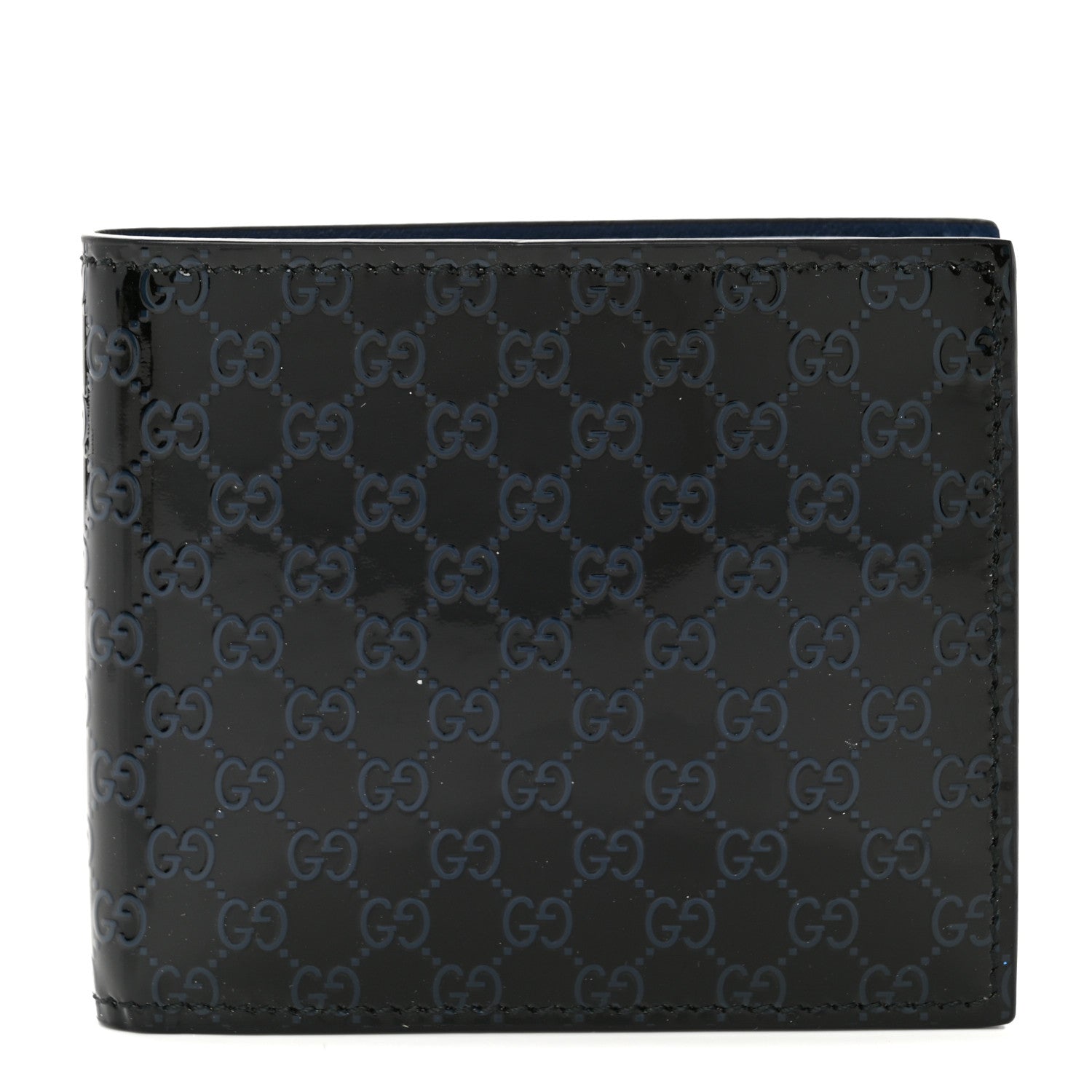 Gucci Patent Microguccissima Bi-Fold Wallet Blue 1 of 8