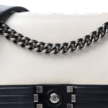 Chanel Glazed Calfskin Medium Boy Flap White Black 11 of 12