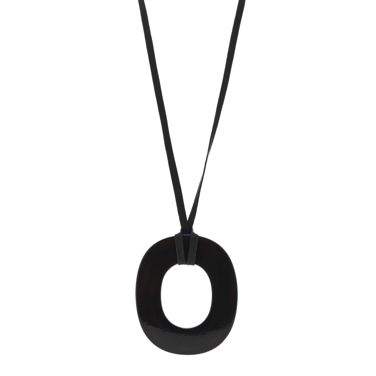Buffalo Horn Lacquered Isthme Pendant Necklace Bleu