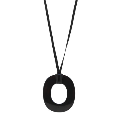Hermes Buffalo Horn Lacquered Isthme Pendant Necklace Bleu 1 of 4