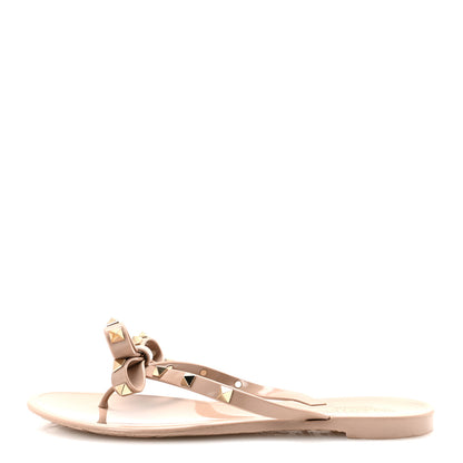 Valentino Garavani PVC Jelly Rockstud Bow Thong Sandals 39 Poudre 1 of 9