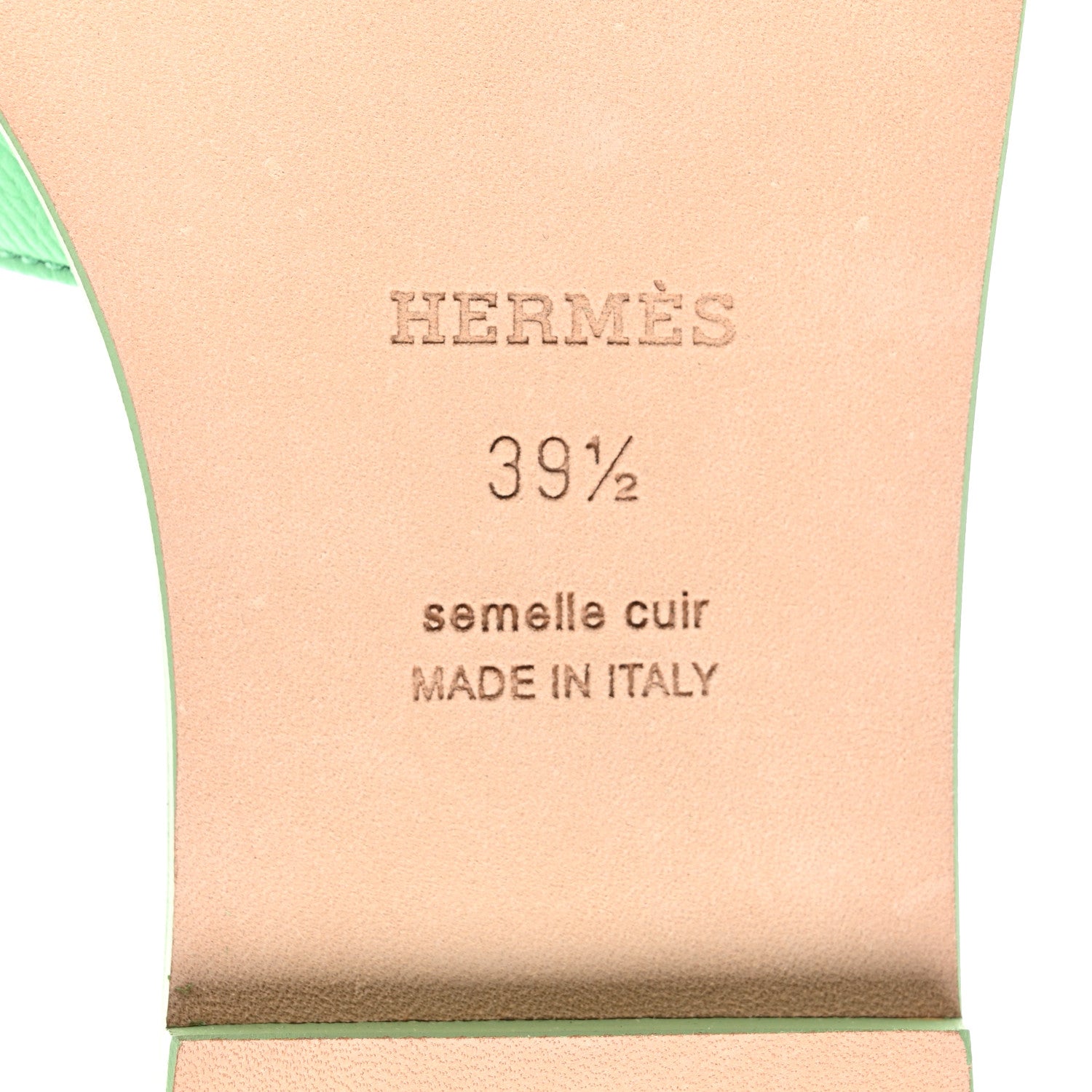 Hermes Epsom Oran Sandals 39.5 Vert Pomme 6 of 9