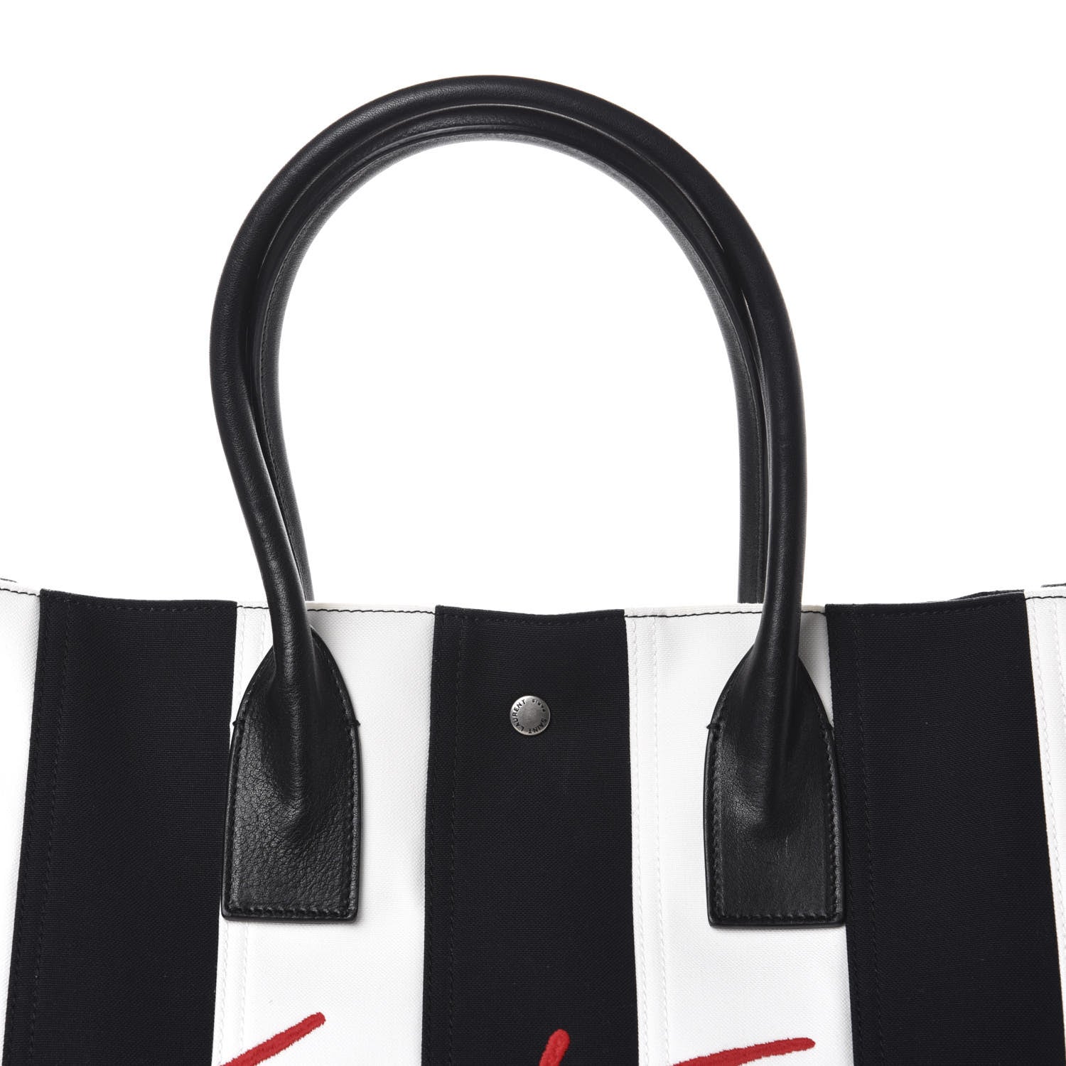 Saint Laurent Canvas Noe Striped Tote Black White 9 of 9