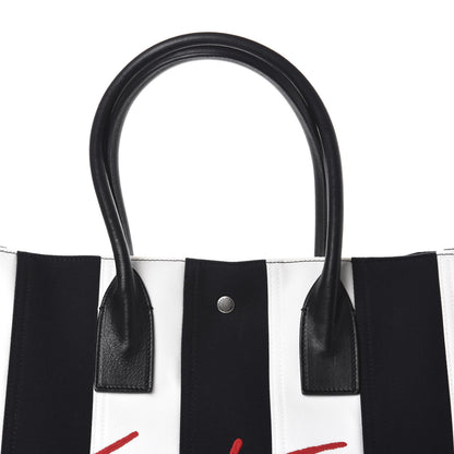 Saint Laurent Canvas Noe Striped Tote Black White 9 of 9