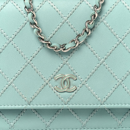 Chanel Calfskin Whipstitch Wallet On Chain WOC Green 9 of 11