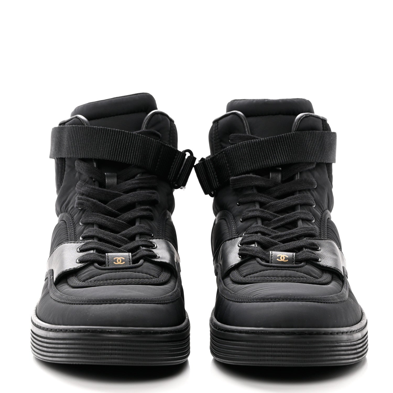 Chanel Lambskin Mens Logo High Top Sneakers 45 Black 2 of 10