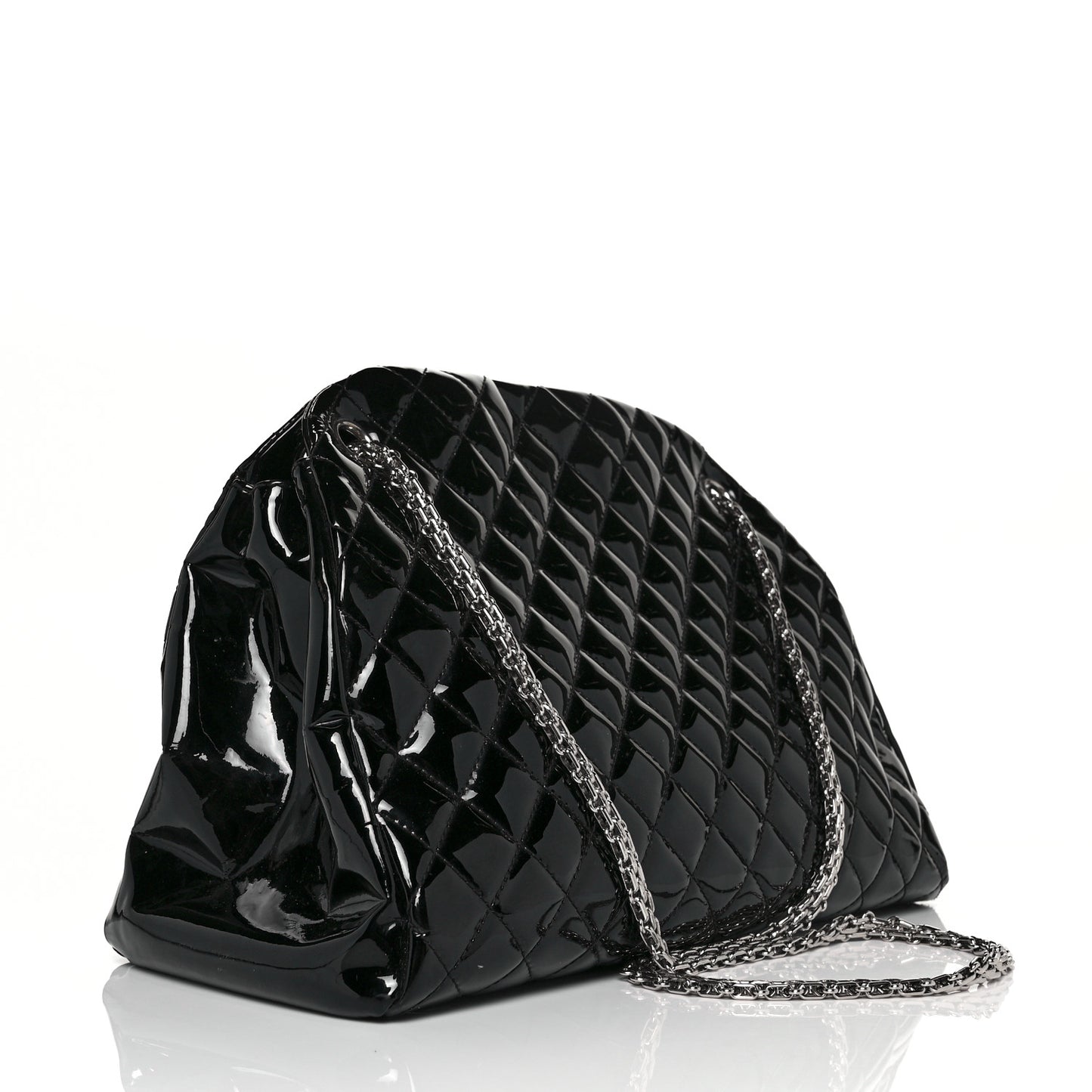 Patent Quilted Large Just Mademoiselle Bowling Bag Black