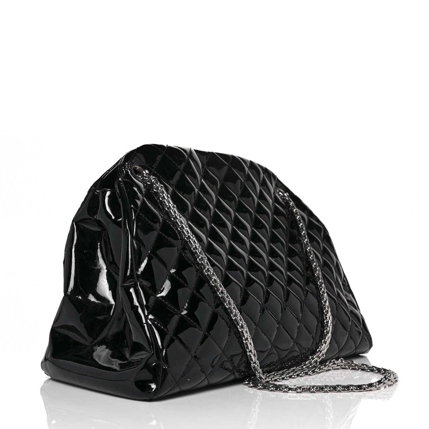 Chanel Patent Quilted Large Just Mademoiselle Bowling Bag Black 2 of 7