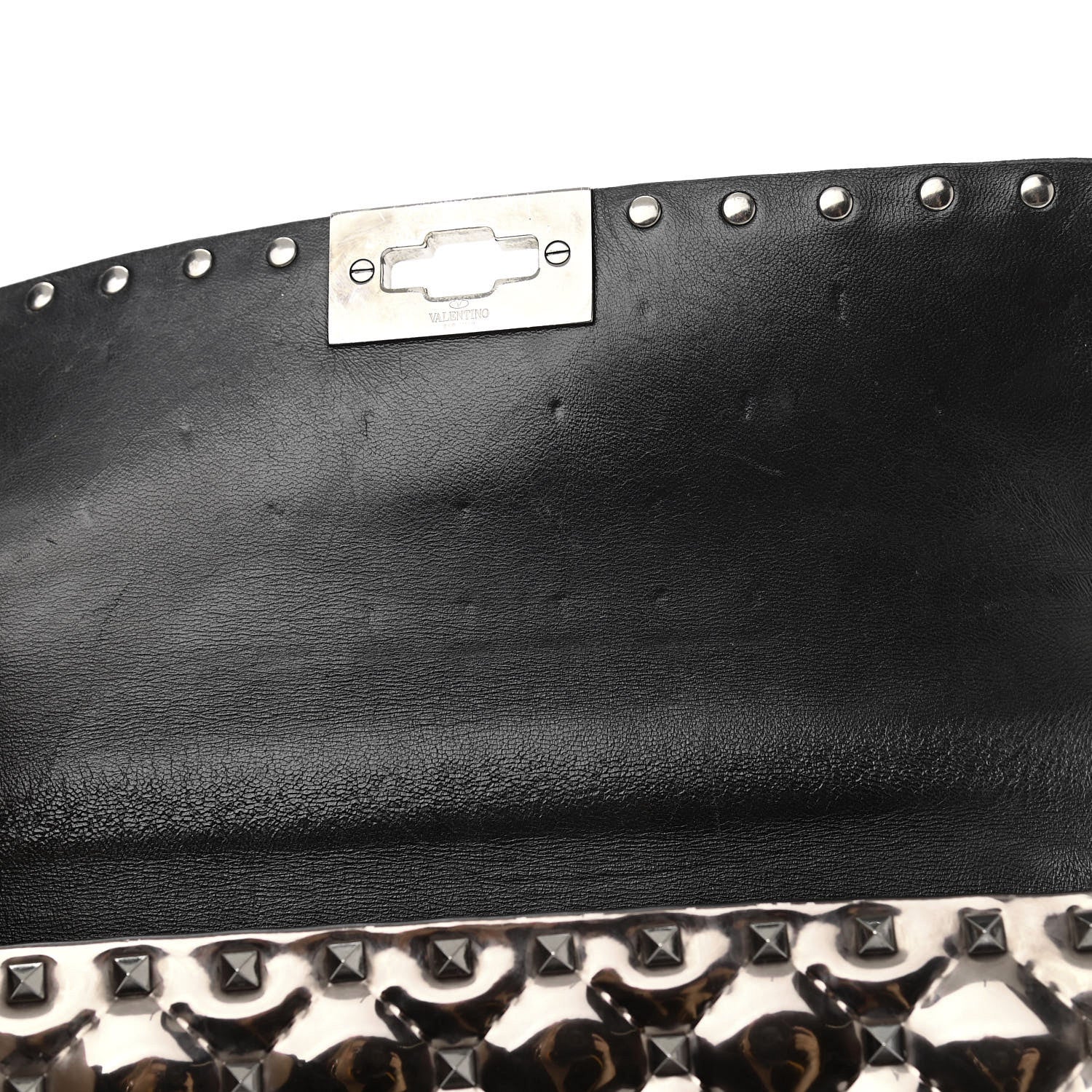 Valentino Garavani Metallic Patent Medium Rockstud Spike Shoulder Bag Rutenio 9 of 10